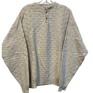 VTG Shenandoah Men XL Beige Henley Sweater Pullover Texture Y2K Classy Preppy US